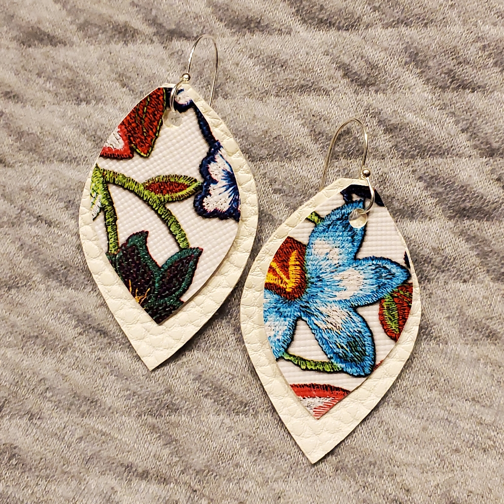 Handmade Floral Double Layer Faux Leather Earrings!!!